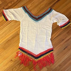 Cupshe White Coverup with Crochet and Fringe Accents - One Size